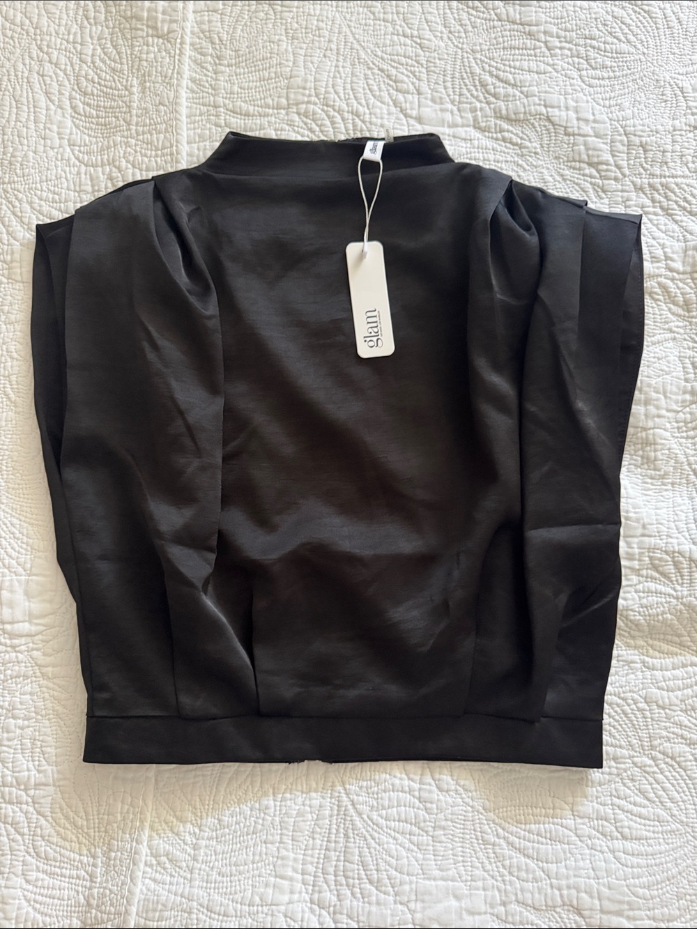 glam Black Structured Puff Sleeve Top